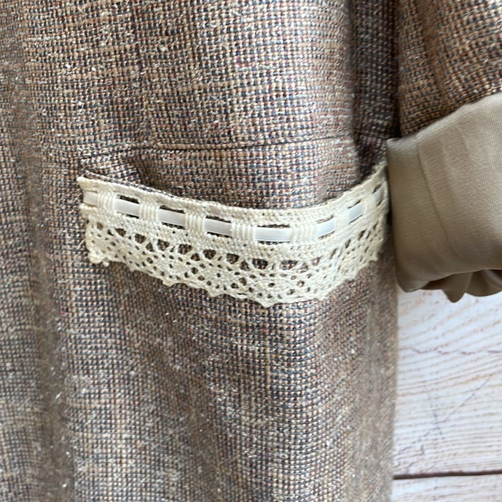 VINTAGE BOHO COTTAGE CORE UPCYCLED TWEED BLAZER - Picture 8 of 12